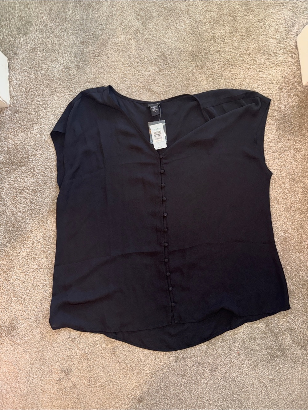 torrid Black Button-Front V-Neck Cap Sleeve Blouse